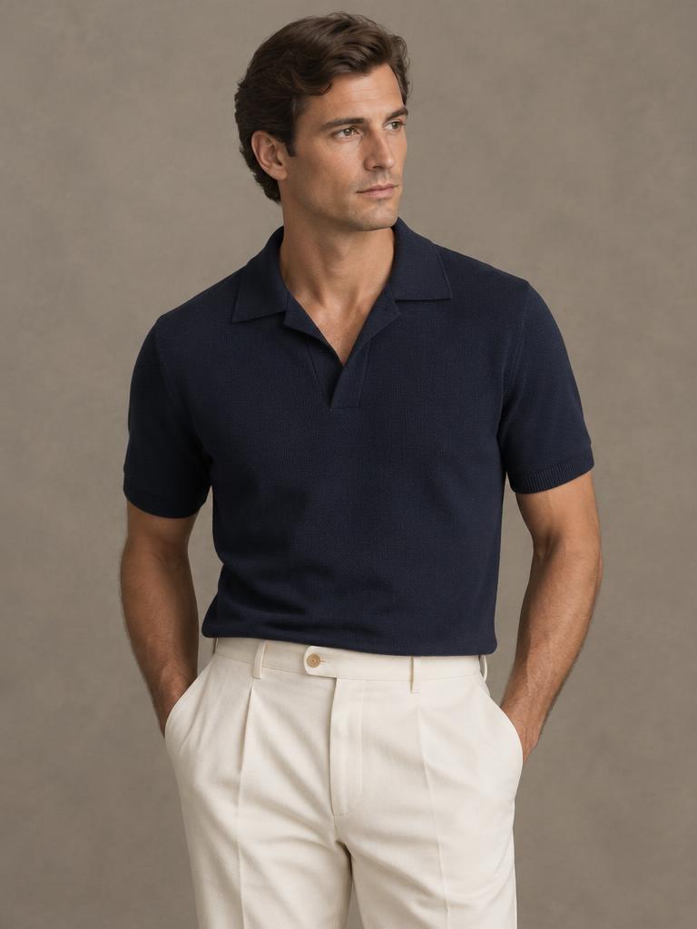 Navy Knit Polo